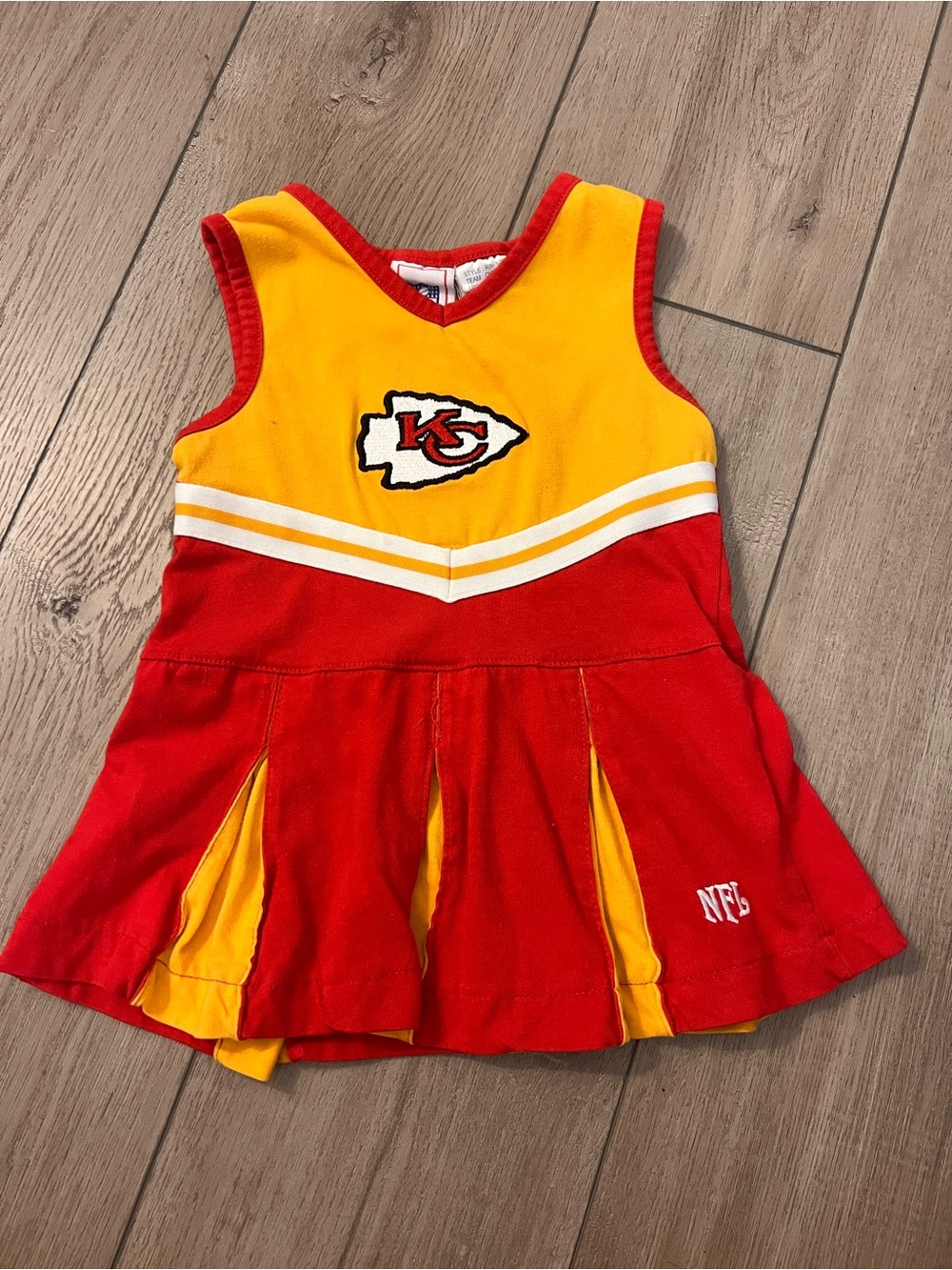 NFL Kids Red and Yellow KC Chiefs Cheer Dress 2T